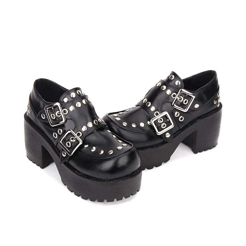 Platform Harajuku Punk dark big head cool thick bottom rivets thick bottom gothic shoes big buckle round head cosplay anime
Platform Harajuku Punk dark big head cool thick bottom rivets thick bottom gothic shoes big buckle round head cosplay anime