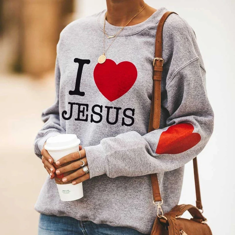 I Love Jesus Heart Print Long Sleeve Pullover Women's Casual Sweatshirt Round Neck Pullover Top LXH
I Love Jesus Heart Print Long Sleeve Pullover Women's Casual Sweatshirt Round Neck Pullover Top LXH