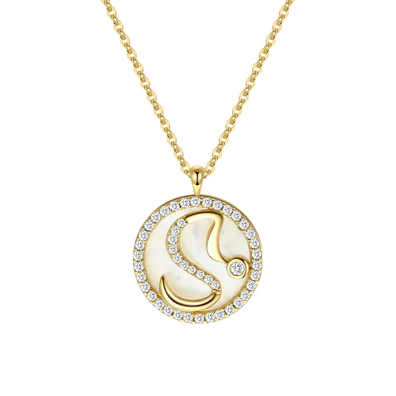 Gold Initials Jewellery Necklace Electroplated Silver Metal+Zircon Fritillaria Inlaid Pendant Commemorative Gifts For Women
Gold Initials Jewellery Necklace Electroplated Silver Metal+Zircon Fritillaria Inlaid Pendant Commemorative Gifts For Women