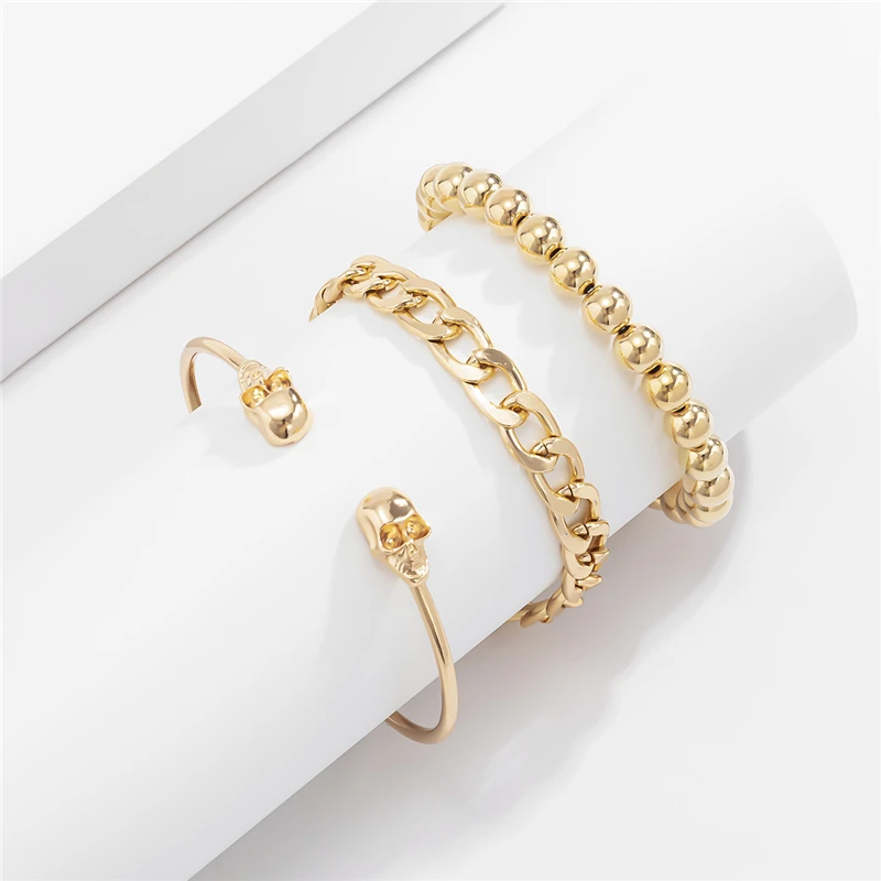 3pcs/Set Punk Style Cuban Chain Bangles Bracelets for Women Bohemia Charm Bracelet Skull Beads Party Beach Fashion Jewelry Gift
3pcs/Set Punk Style Cuban Chain Bangles Bracelets for Women Bohemia Charm Bracelet Skull Beads Party Beach Fashion Jewelry Gift