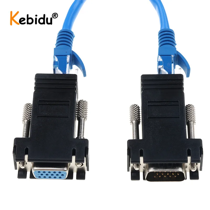 Удлинитель Kebidu RJ45 на VGA переходник со штекера разъем Cat6 Cat5e Ethernet для ПК