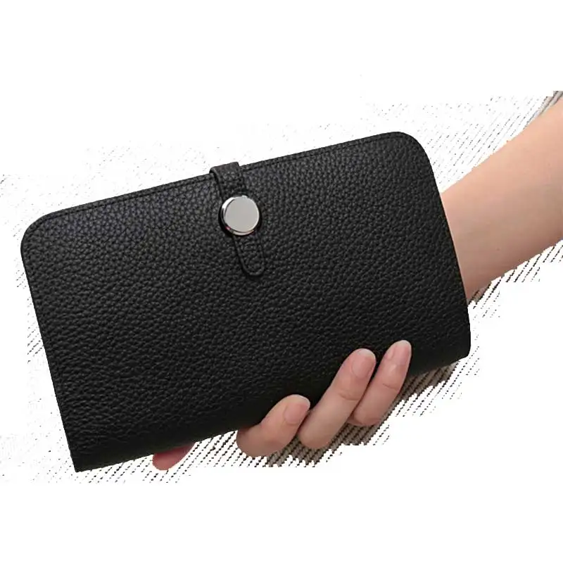

Cow leather lychee pattern wallet Platinum wallet Women long clutch leather passport holder bag