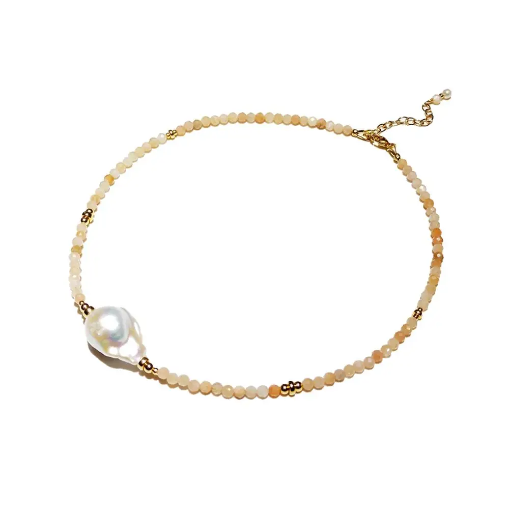 Lii Ji Baroque Pearl Sunstone 14K Gold Filled Mini Stone Necklace Natural Stone 3mm Sparkling Beaded Necklace 36cm+4cm
Lii Ji Baroque Pearl Sunstone 14K Gold Filled Mini Stone Necklace Natural Stone 3mm Sparkling Beaded Necklace 36cm+4cm