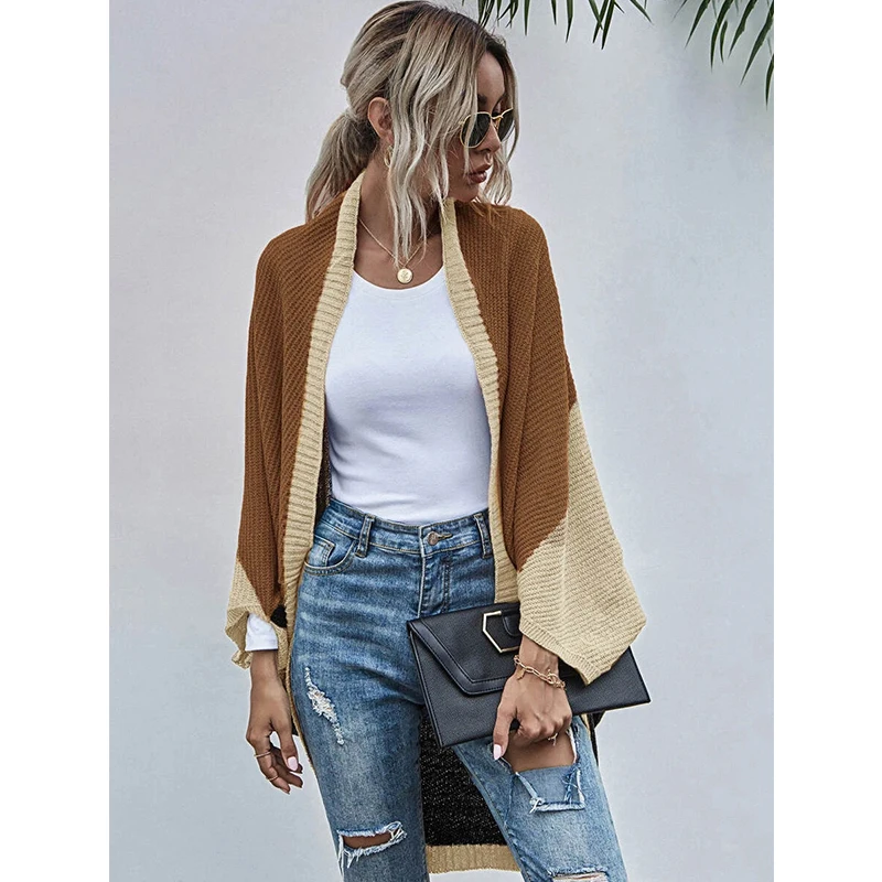 2021 Autumn Knitted Cardigan Coat Elegant Color Matching All-match Comfortable Hot Sale Bat Sleeve Loose Ladies Sweater Fashion
2021 Autumn Knitted Cardigan Coat Elegant Color Matching All-match Comfortable Hot Sale Bat Sleeve Loose Ladies Sweater Fashion