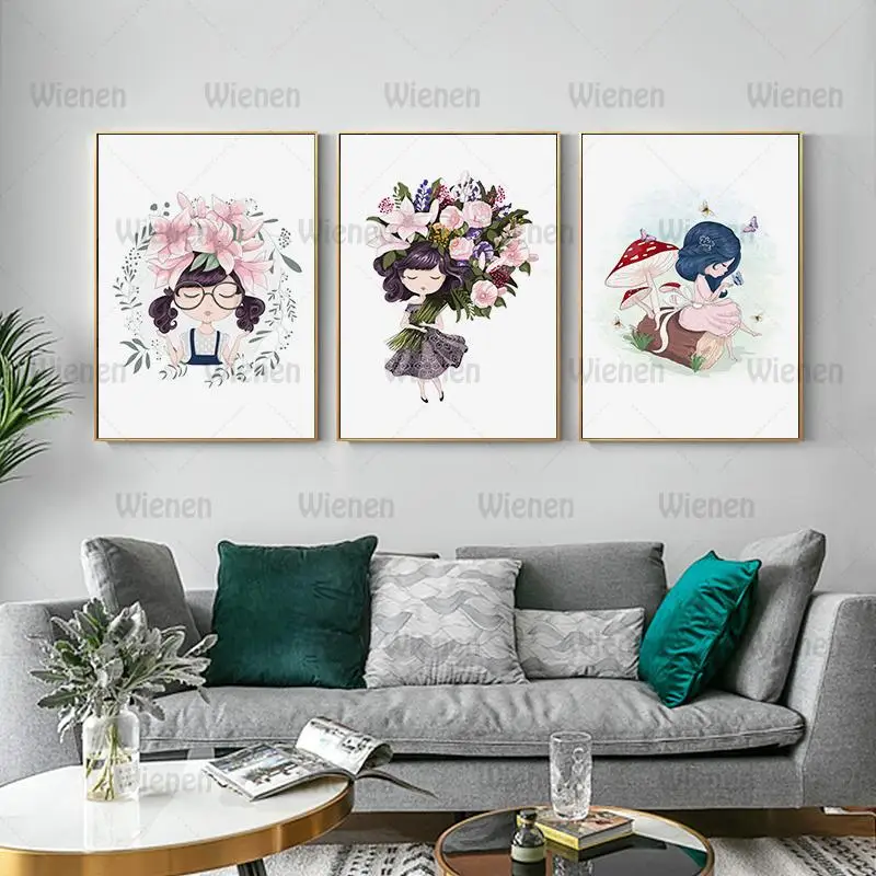 Cute Girl Canvas Painting Modern Cartoon Lovely Pink Flower Wall Art Posters and prints Decorative Picture for Kids Living Room
Cute Girl Canvas Painting Modern Cartoon Lovely Pink Flower Wall Art Posters and prints Decorative Picture for Kids Living Room