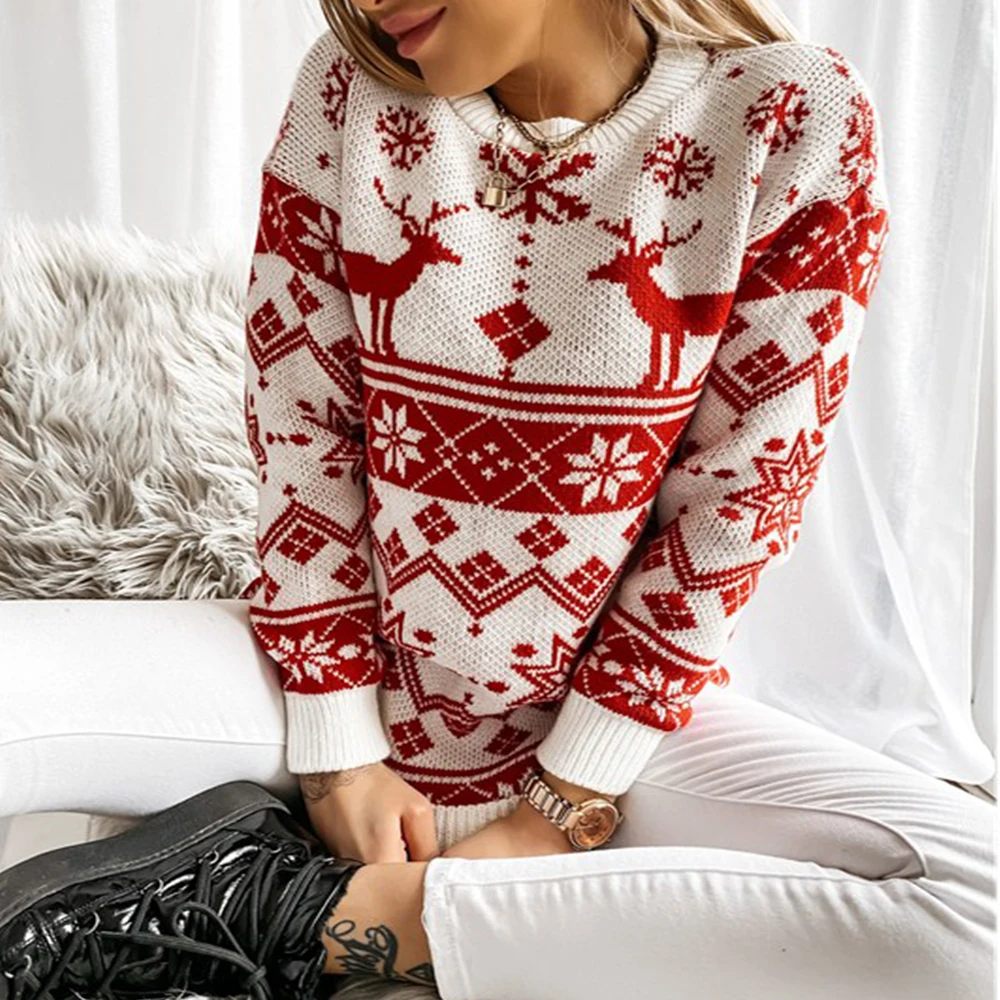 Christmas Sweater Knit Long Pullover Jumpers Jersey свитер женский Mujer Invierno Pull Female Clothing Tops Long Sleeve Sweaters
Christmas Sweater Knit Long Pullover Jumpers Jersey свитер женский Mujer Invierno Pull Female Clothing Tops Long Sleeve Sweaters