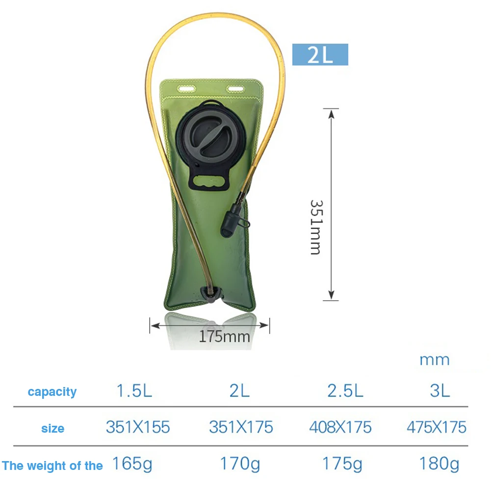 Hydration Bladder, 2-/3-Litre Leak-proof Water Storage Bag Water Reservior for Hiking Cycling Camping
Hydration Bladder, 2-/3-Litre Leak-proof Water Storage Bag Water Reservior for Hiking Cycling Camping