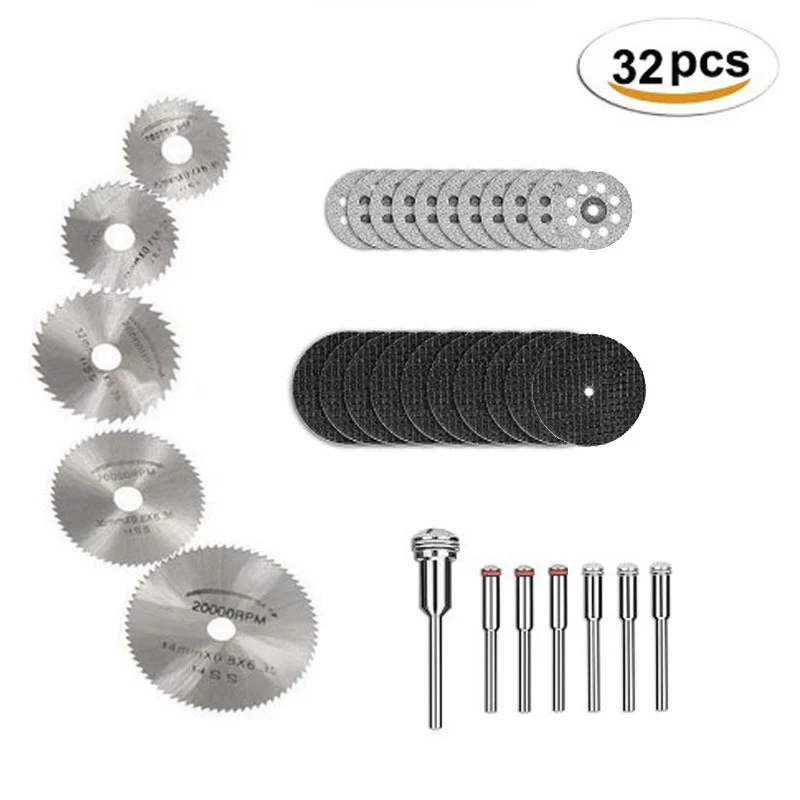 32pcs Mini Circular Saw Blade Set Resin Cut-Off Wheels Disc Diamond Cutting Blade Metal Cutter Power Tool for Dremel Drill
32pcs Mini Circular Saw Blade Set Resin Cut-Off Wheels Disc Diamond Cutting Blade Metal Cutter Power Tool for Dremel Drill