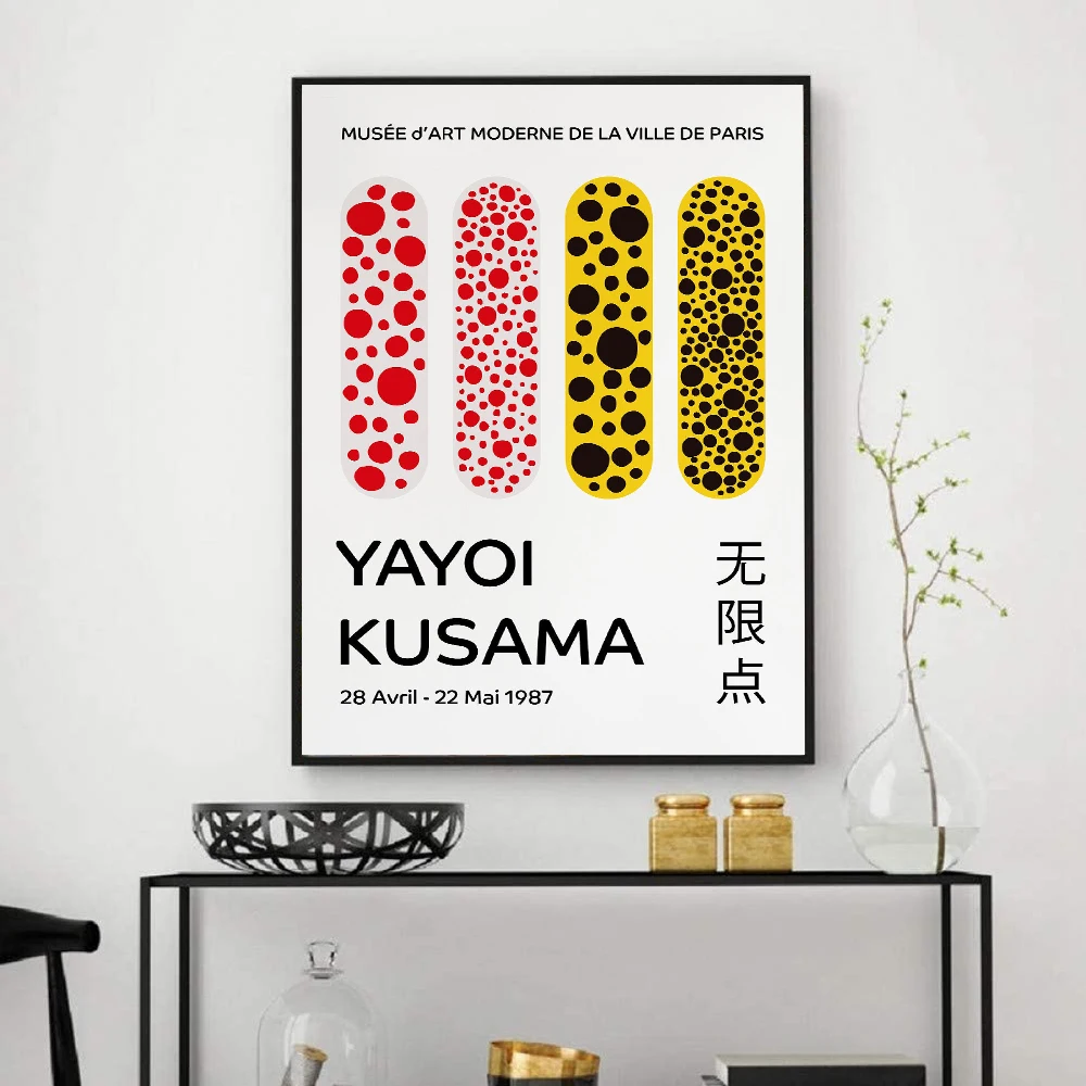 

Yayoi Kusama Pumpkin Infinite Point Orange Beige Posters and Prints Wall Art Canvas Painting Wall Pictures For Living Room Decor