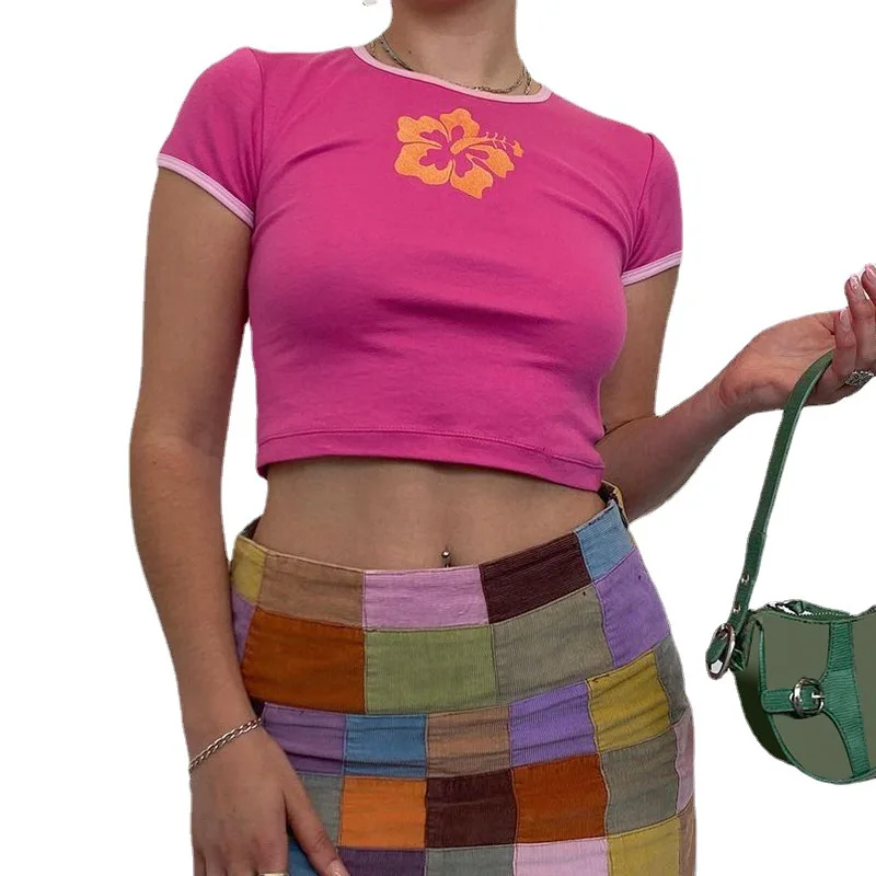 Women's 2021 summer round neck print slim navel base short sleeve T-shirt top women
Women's 2021 summer round neck print slim navel base short sleeve T-shirt top women