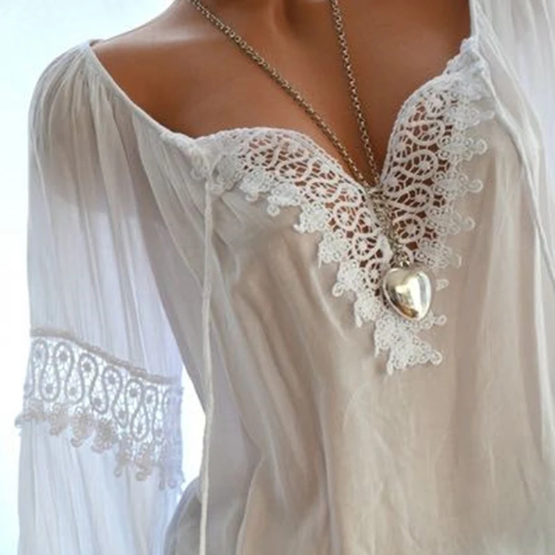 Women Shirt Spring Autumn Vintage Women Lace Flower Blouse Shirt V-Neck Long Sleeve Female Tunic Casual Plus Size Blouse Mujer
Women Shirt Spring Autumn Vintage Women Lace Flower Blouse Shirt V-Neck Long Sleeve Female Tunic Casual Plus Size Blouse Mujer