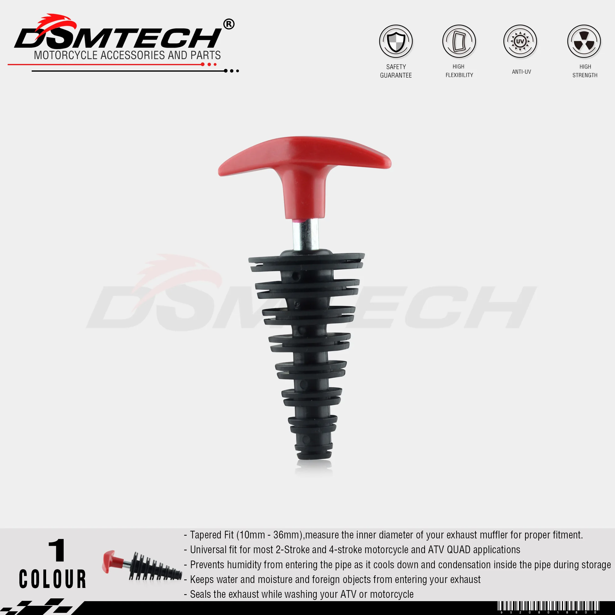 

DSMTECH 10-36MM Motorcycle Exhaust Pipe Motocross Tailpipe PVC Air-bleeder Exhaust Silencer Muffler Wash Plug Pipe Protector