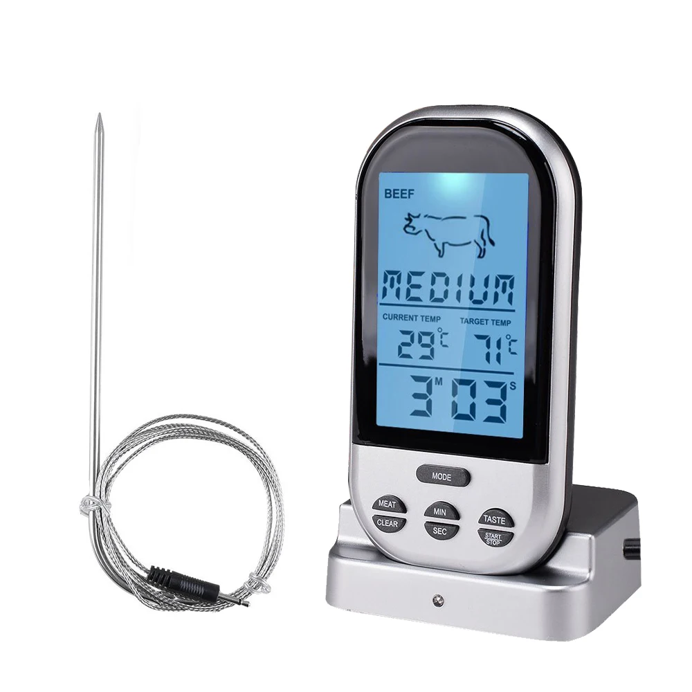 Digital Meat Thermometer Wireless Remote Food Thermometer for Meat Fish Timer Waterproof Smoker BBQ Thermometer for Cooking
Digital Meat Thermometer Wireless Remote Food Thermometer for Meat Fish Timer Waterproof Smoker BBQ Thermometer for Cooking