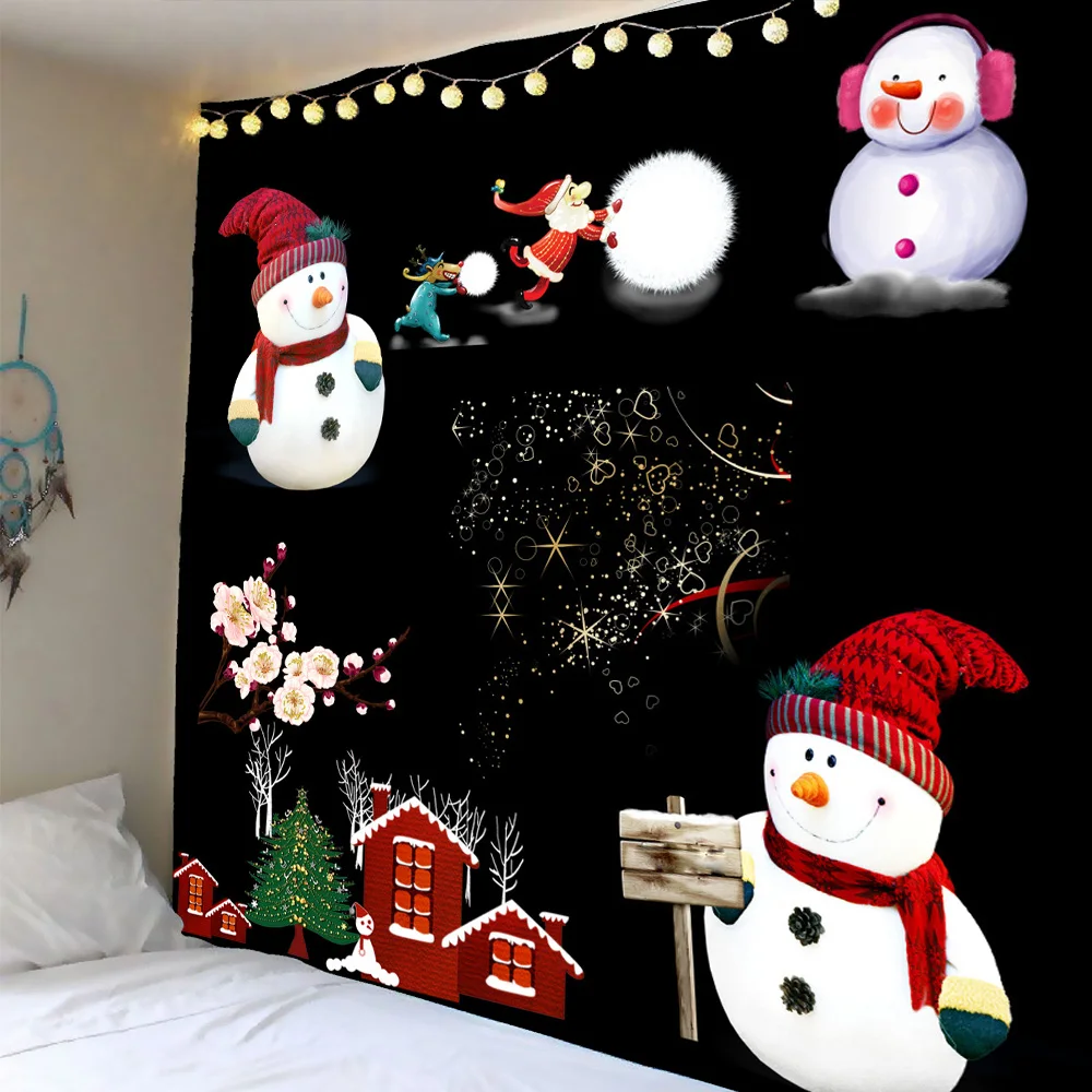 

3D Tapestry Wall Hanging Snowman Bedspread Dorm Cover Beach Towel Backdrop Home Room Wall Art Multiple sizes Christmas Dropship