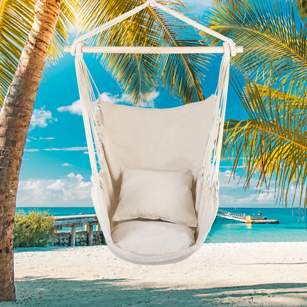 Portable Distinctive Cotton Canvas Hanging Rope Chair With Pillows Beige With 2 pillows Durable For Convenience Household
Portable Distinctive Cotton Canvas Hanging Rope Chair With Pillows Beige With 2 pillows Durable For Convenience Household