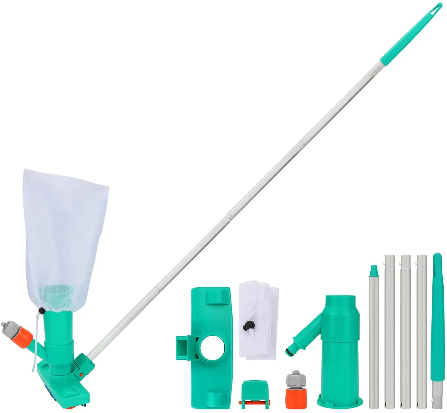 Portable Pool Jet Vacuum Cleaner Handheld Underwater Pool Vacuum Head w/ 5-Section Pole, Brush & Filter Bag for Above Ground
Portable Pool Jet Vacuum Cleaner Handheld Underwater Pool Vacuum Head w/ 5-Section Pole, Brush & Filter Bag for Above Ground