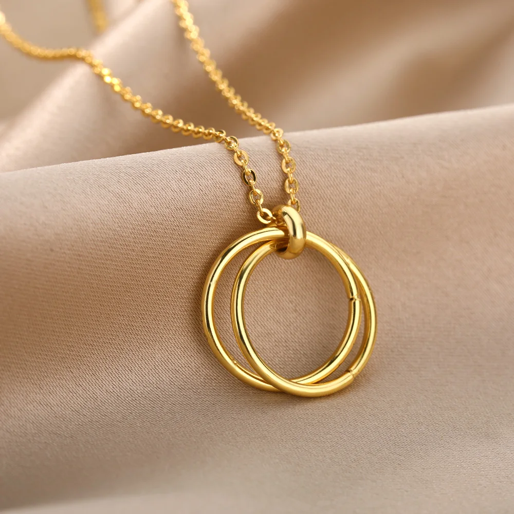 Double Round Necklaces For Women Vintage Stainless Steel Simple Round Choker Pendant Necklace Jewelry Gift Bijoux Femme
Double Round Necklaces For Women Vintage Stainless Steel Simple Round Choker Pendant Necklace Jewelry Gift Bijoux Femme