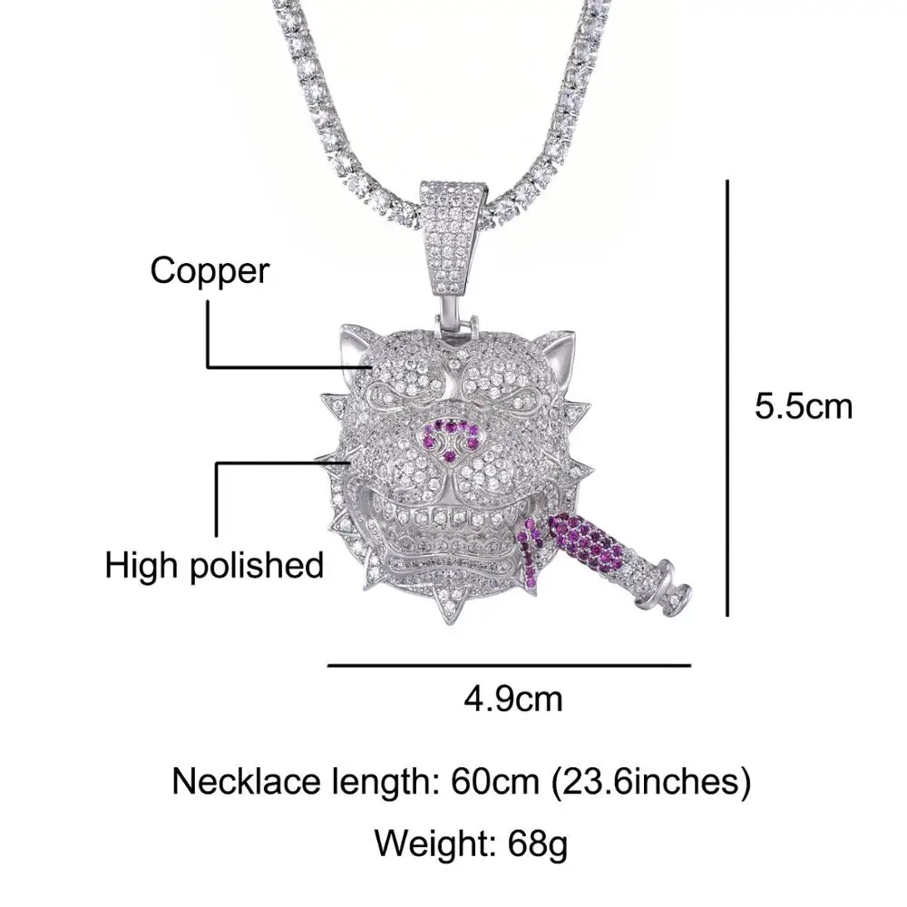 Hip Hop Bling Iced Out Cubic Zircon Dog Pendants Necklaces Copper Necklace For Men Jewelry With Tennis Chain Free Shipping
Hip Hop Bling Iced Out Cubic Zircon Dog Pendants Necklaces Copper Necklace For Men Jewelry With Tennis Chain Free Shipping