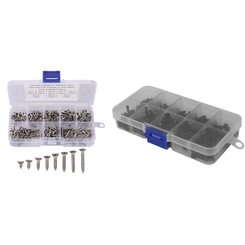 200Pcs M3 Flat Head Self-Tapping Screws Assortment Set with 280Pcs M3 Hex Bolt Screw Nut Metric Machine Bolts
200Pcs M3 Flat Head Self-Tapping Screws Assortment Set with 280Pcs M3 Hex Bolt Screw Nut Metric Machine Bolts