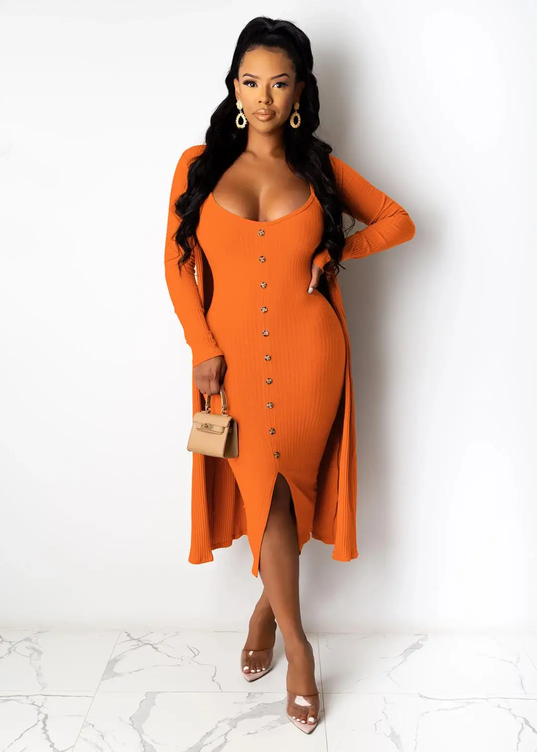 Women Clothing Sets Winter Casual Long Sleeved Cardigan + Knited Vest Sling Dress 2 piece set 
Women Clothing Sets Winter Casual Long Sleeved Cardigan + Knited Vest Sling Dress 2 piece set