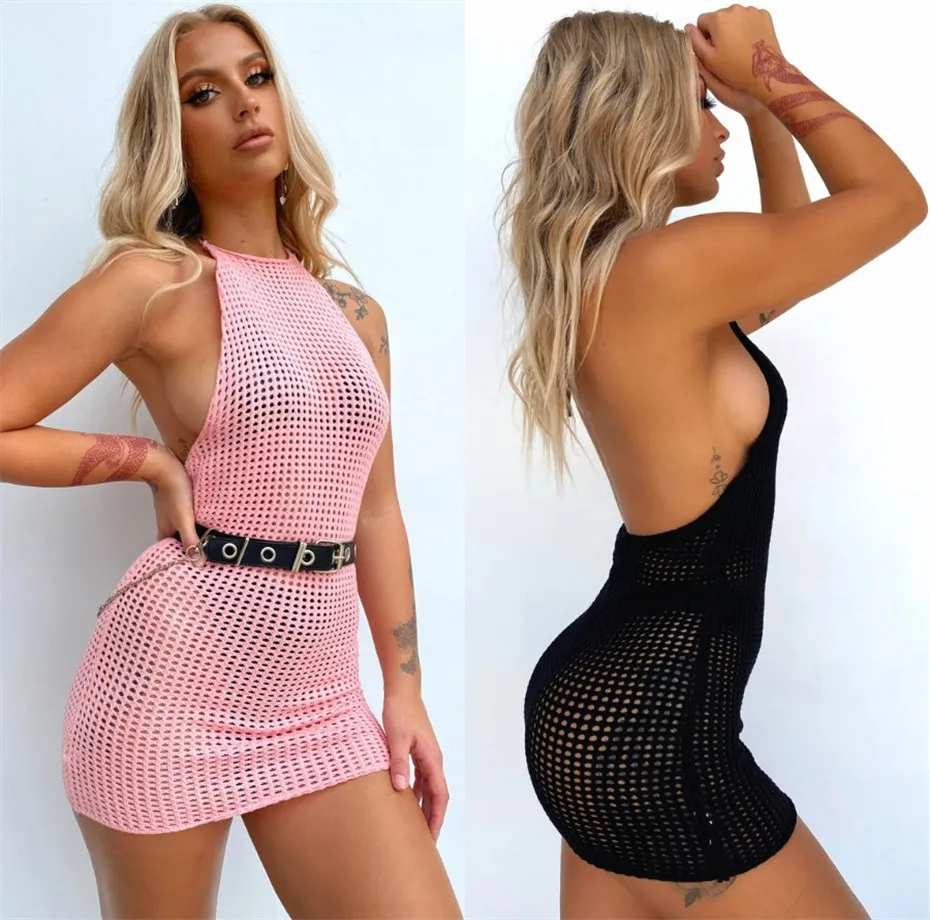 BKLD 2021 Summer New Sexy Women Clothing Halter Backless See Through Sleeveless Mesh Dress Bodycon Club Outfits Solid Color
BKLD 2021 Summer New Sexy Women Clothing Halter Backless See Through Sleeveless Mesh Dress Bodycon Club Outfits Solid Color