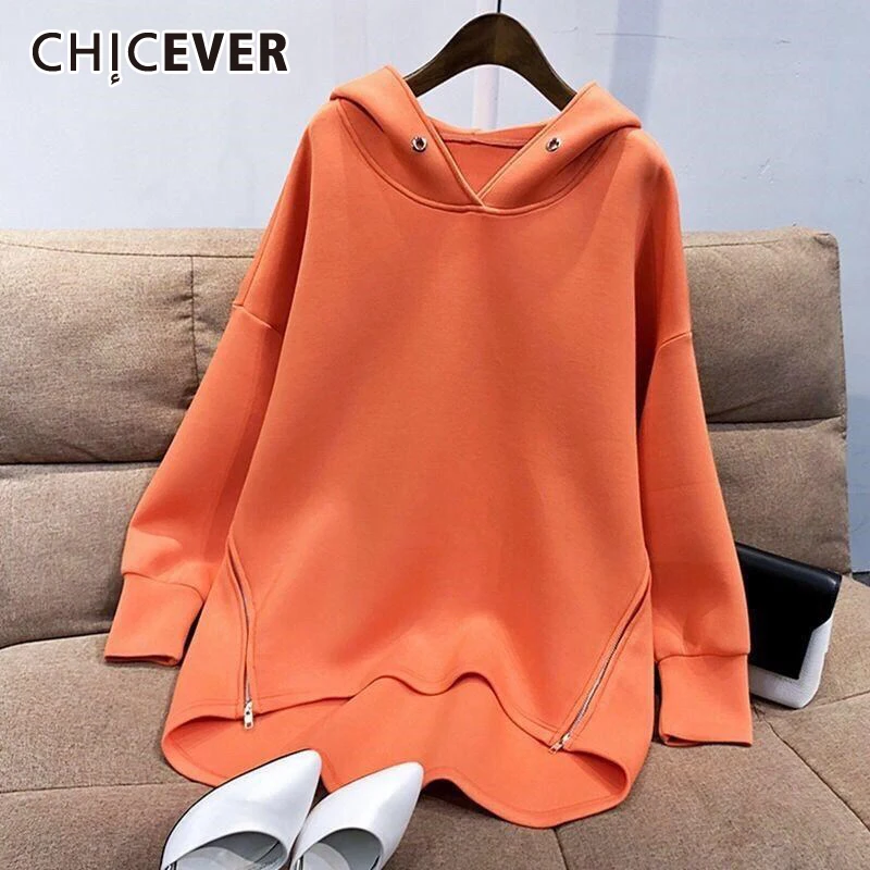CHICEVER Solid Sweatshirts For Women Hooded Collar Long Sleeve Loose Plus Size Cotton Pullovers Female 2021 Autumn Clothes New
CHICEVER Solid Sweatshirts For Women Hooded Collar Long Sleeve Loose Plus Size Cotton Pullovers Female 2021 Autumn Clothes New