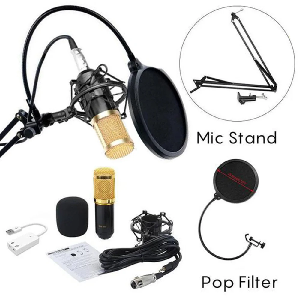 BM-800 Professional Studio Broadcasting Recording Condenser Microphone with Mental Mount Phone Stand Filter and Sound (Bla
BM-800 Professional Studio Broadcasting Recording Condenser Microphone with Mental Mount Phone Stand Filter and Sound (Bla
