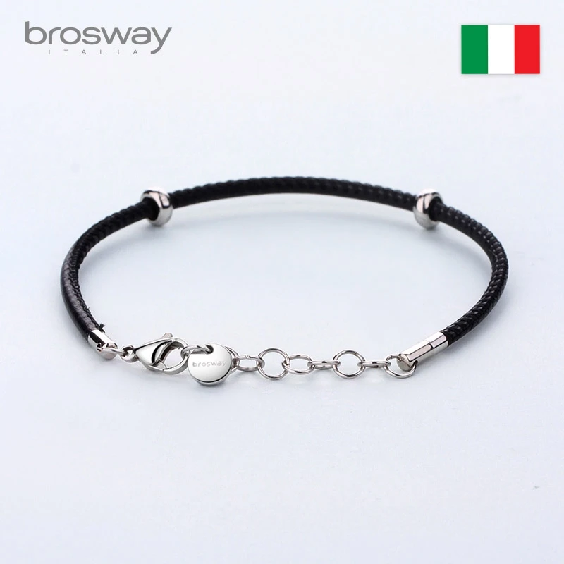 

Brosway Women Charm Cuff Bracelet Personality Multiple Colour Calfskin Leather Rope DIY Beaded Titanium Steel Bracelet Female