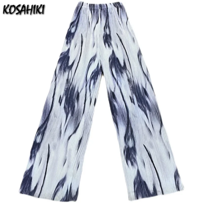 KOSAHIKI Harajuku Retro Women Tie Dye Pants Elastic Waist Loose Wide Leg Pleated Pants Fashion Streetwear Summer Thin Pants 2021
KOSAHIKI Harajuku Retro Women Tie Dye Pants Elastic Waist Loose Wide Leg Pleated Pants Fashion Streetwear Summer Thin Pants 2021