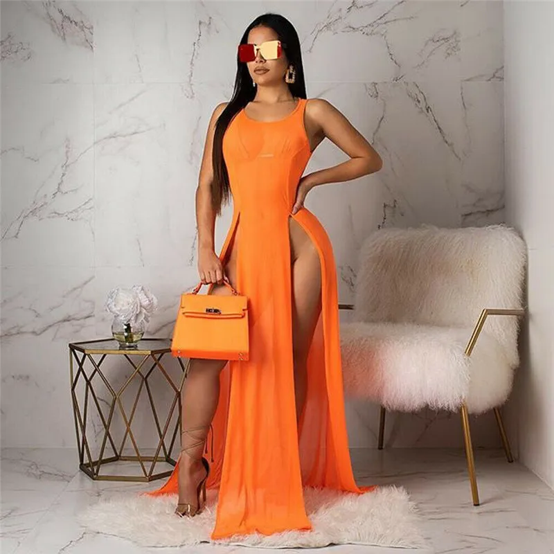 Womens Sexy Mesh Sheer Long Dress Ladies Bikini Cover Up Beach Sundress Solid See-through Long Dress Sleeveless Strap Dress
Womens Sexy Mesh Sheer Long Dress Ladies Bikini Cover Up Beach Sundress Solid See-through Long Dress Sleeveless Strap Dress