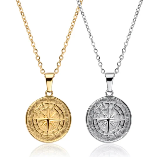 Ожерелье с компасом из нержавеющей стали ювелирное изделие в стиле хип хоп