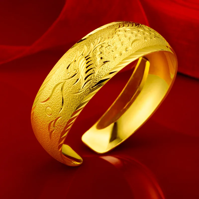 Bride Wedding Jewelry Wide Opening Dragon and Phoenix Bracelet Gold Plated Jewelry Female Imitation Gold Bracelet Wedding Gift
Bride Wedding Jewelry Wide Opening Dragon and Phoenix Bracelet Gold Plated Jewelry Female Imitation Gold Bracelet Wedding Gift