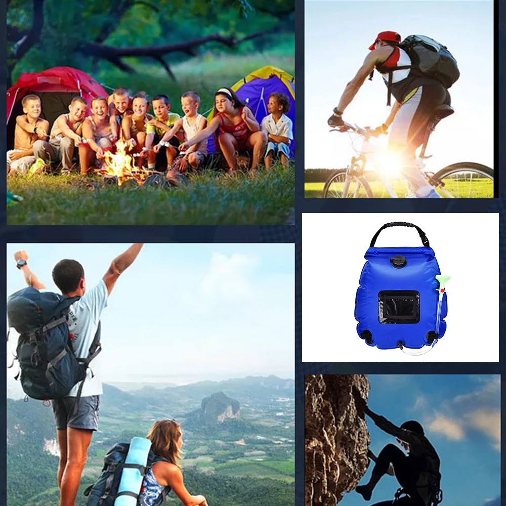 Water Bags 20L Outdoor Camping Hiking Solar Shower Bag Heating Camping Shower Climbing Hydration Bag Hose Switchable Shower Head 
Water Bags 20L Outdoor Camping Hiking Solar Shower Bag Heating Camping Shower Climbing Hydration Bag Hose Switchable Shower Head