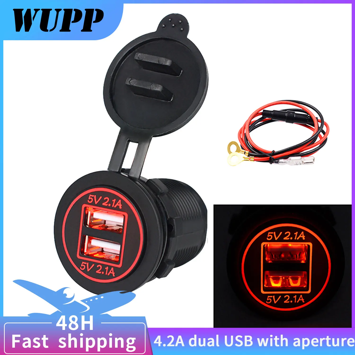 WUPP 12V Dual USB Car Waterproof Mobile Phone Charger Modification Accessories Suitable for Automobile Motorcycle RV Marine
WUPP 12V Dual USB Car Waterproof Mobile Phone Charger Modification Accessories Suitable for Automobile Motorcycle RV Marine