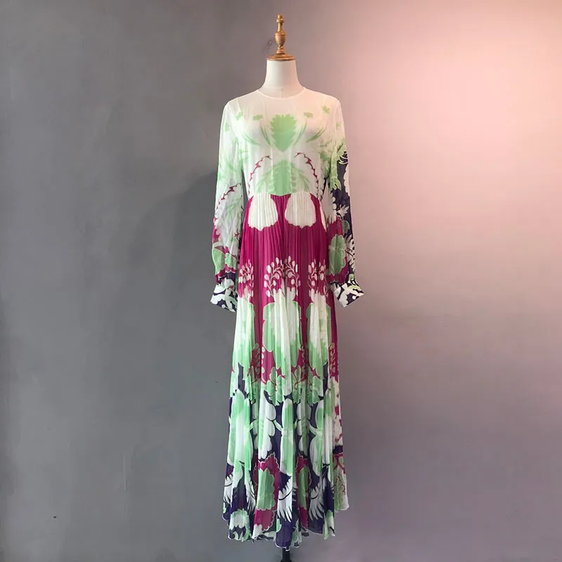 2021 Spring Top Quality Womens Vintage Silk Pleat Placing Print Full Sleeve Long Dresses
2021 Spring Top Quality Womens Vintage Silk Pleat Placing Print Full Sleeve Long Dresses