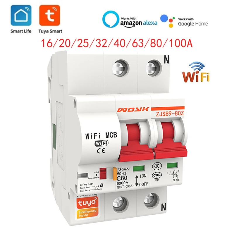 Tuya 2P WiFi Smart Circuit Breaker 16A-100A Automatic Switch Overload Short Circuit For Alexa Google Home Automation Modules
Tuya 2P WiFi Smart Circuit Breaker 16A-100A Automatic Switch Overload Short Circuit For Alexa Google Home Automation Modules