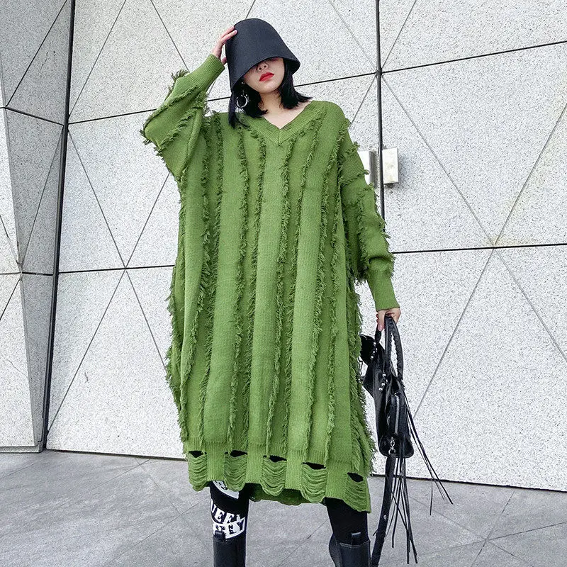 Модный длинный свитер, Женская осенне-зимняя свободная облегающая верхняя одежда, плотное подходящее ко всему модное вязаное платье с V-обр... 
Модный длинный свитер, Женская осенне-зимняя свободная облегающая верхняя одежда, плотное подходящее ко всему модное вязаное платье с V-обр...