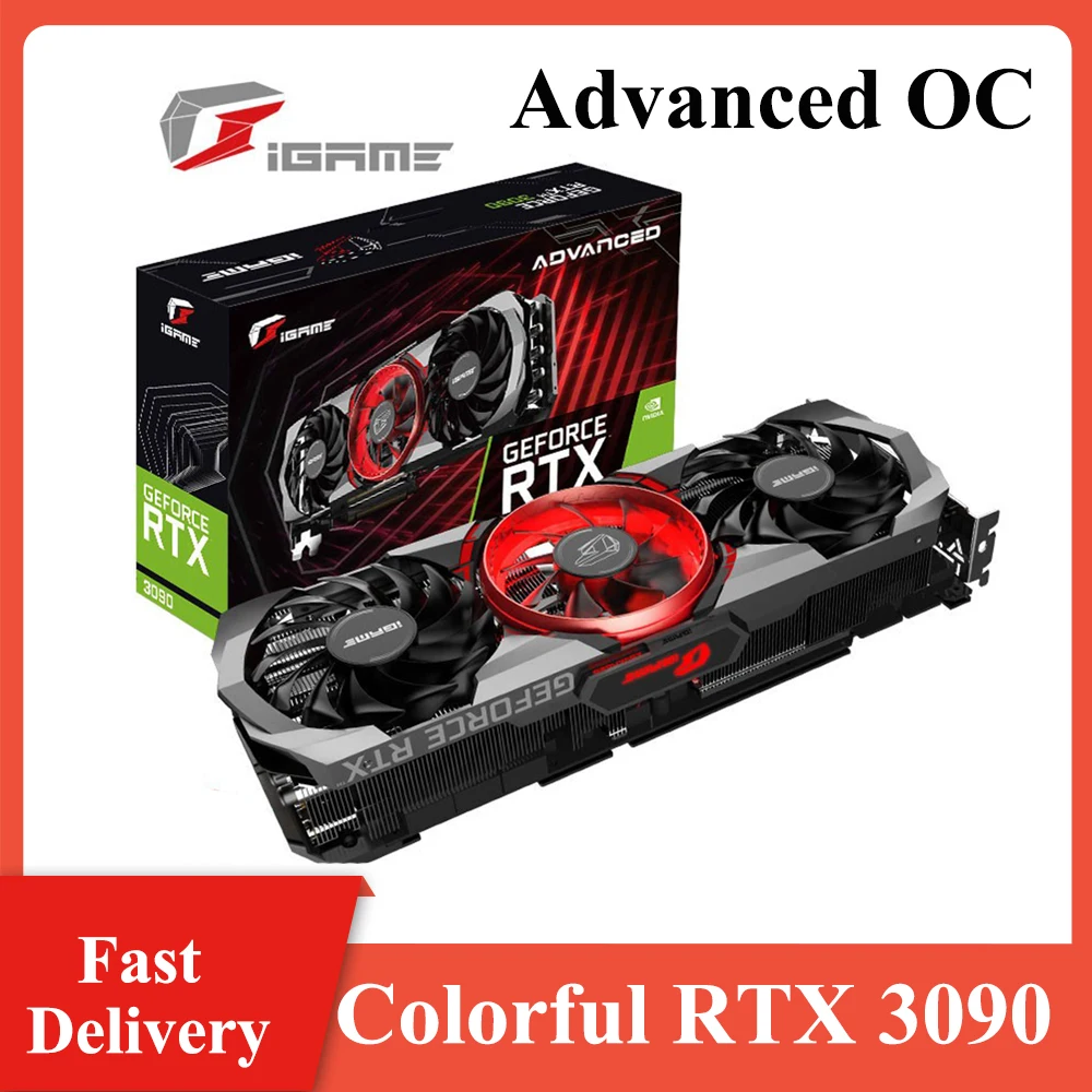 Full New Colorful RTX 3090 Graphics Card GPU iGame RTX 3090 Advanced OC 24G 1695-1755Mhz GDDR6X DIY Gaming Graphics Card
Full New Colorful RTX 3090 Graphics Card GPU iGame RTX 3090 Advanced OC 24G 1695-1755Mhz GDDR6X DIY Gaming Graphics Card