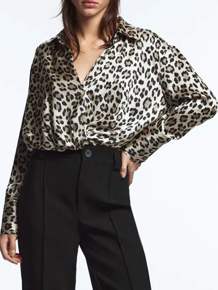 ZA spring and autumn women's new retro fashion leopard print V-neck long-sleeved loose all-match shirt
ZA spring and autumn women's new retro fashion leopard print V-neck long-sleeved loose all-match shirt