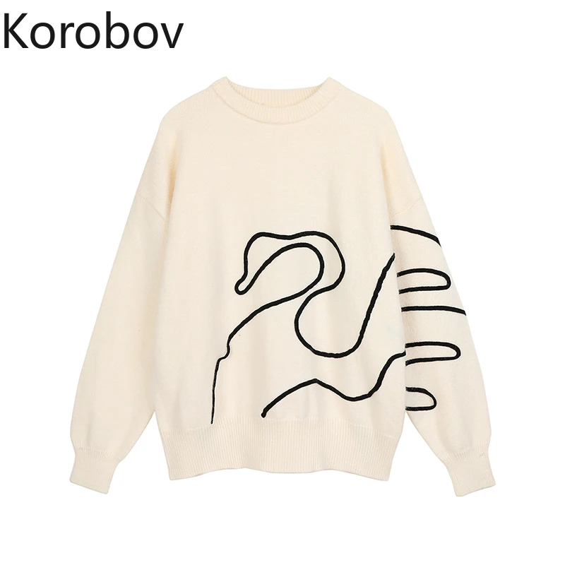 Korobov Harajuku уличная одежда свитер с круглым вырезом и длинными рукавами Корейский мультфильм Вышивка Пуловеры элегантный стиль High Street Sueter Mujer
Korobov Harajuku уличная одежда свитер с круглым вырезом и длинными рукавами Корейский мультфильм Вышивка Пуловеры элегантный стиль High Street Sueter Mujer