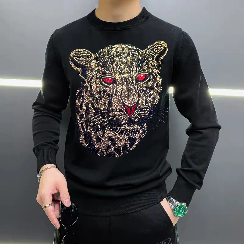 New Men's Sweater Hot Rhinestone Fall/Winter Pullover Soft Cashmere Fashion Slim Thick Sweatshirt 
New Men's Sweater Hot Rhinestone Fall/Winter Pullover Soft Cashmere Fashion Slim Thick Sweatshirt