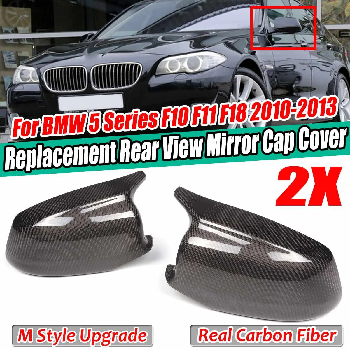 F10 F11 Mirror Covers Cap Real Carbon Fiber Car Rear View Mirror Cap Cover Replacement For BMW 5 Series F10 F11 F18 2010-2013
F10 F11 Mirror Covers Cap Real Carbon Fiber Car Rear View Mirror Cap Cover Replacement For BMW 5 Series F10 F11 F18 2010-2013