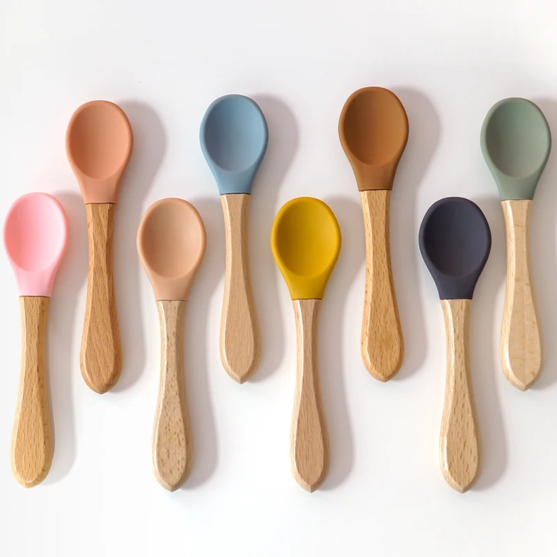 Feeding Wooden Handle Silicone Spoon For Baby Utensils Eat Soild Food Kids Training Manipulative Ability Children's Tableware
Feeding Wooden Handle Silicone Spoon For Baby Utensils Eat Soild Food Kids Training Manipulative Ability Children's Tableware