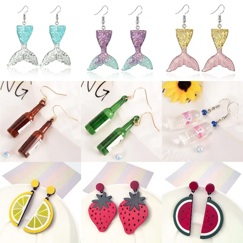 Fashion Creative Koi Fish Goldfish Mermaid Bottle Fruit Water Bag Dangle Earrings Cute Handmade Earrings Womens Jewelry
Fashion Creative Koi Fish Goldfish Mermaid Bottle Fruit Water Bag Dangle Earrings Cute Handmade Earrings Womens Jewelry