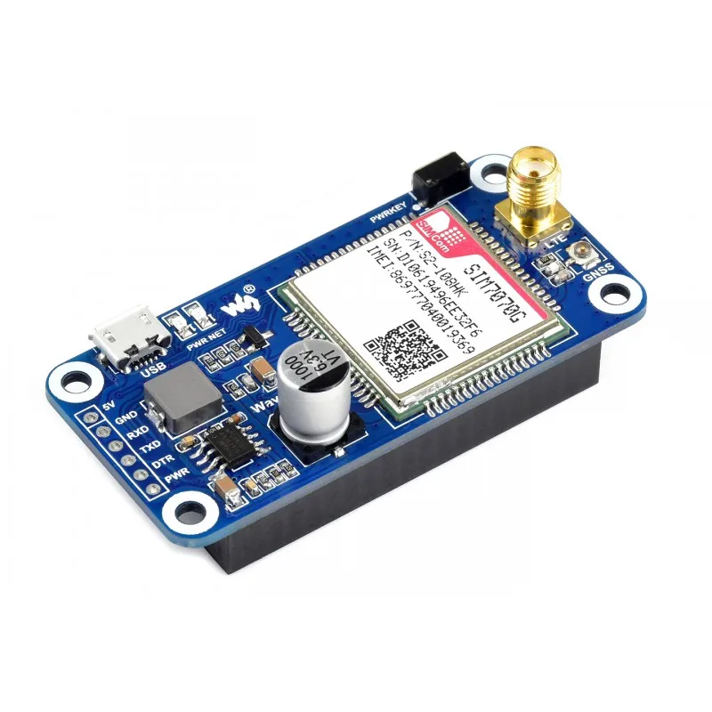 SIM7070G NB-IoT/Cat-M/GPRS шляпа для Raspberry Pi 4/3 Zero/Zero W глобальная поддержка диапазона с