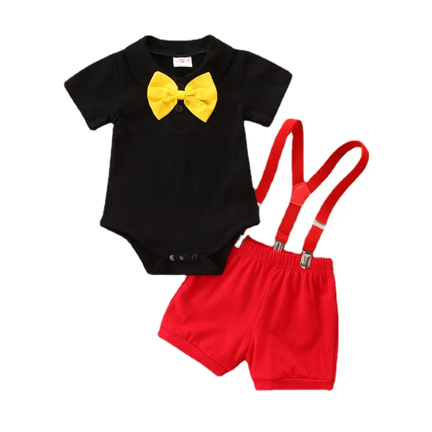 Newborn Baby Boys Gentleman Clothes Set Short Sleeve Bow Tie Decorations Solid Color Romper with Suspenders Shorts
Newborn Baby Boys Gentleman Clothes Set Short Sleeve Bow Tie Decorations Solid Color Romper with Suspenders Shorts