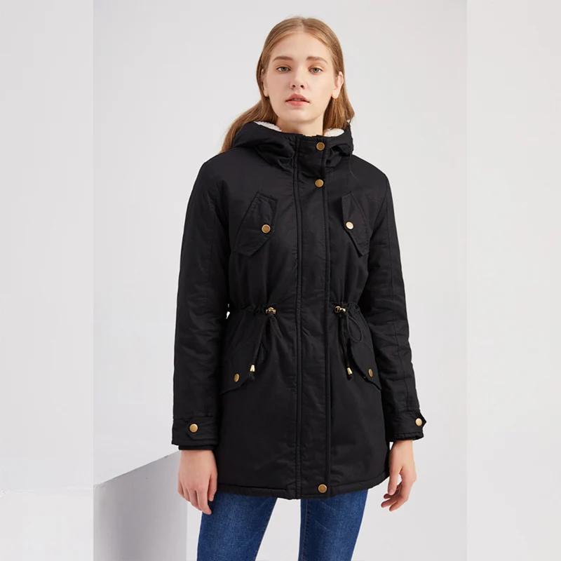 Winter Solid Color Jacket Women 2021 Fashion Outwear Hooded Parkas Drawstring Pockets Plus Velvet Thick Warm Female Padded Coats
Winter Solid Color Jacket Women 2021 Fashion Outwear Hooded Parkas Drawstring Pockets Plus Velvet Thick Warm Female Padded Coats