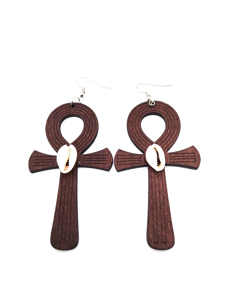 Деревянные серьги Ankh | Украшения и аксессуары
