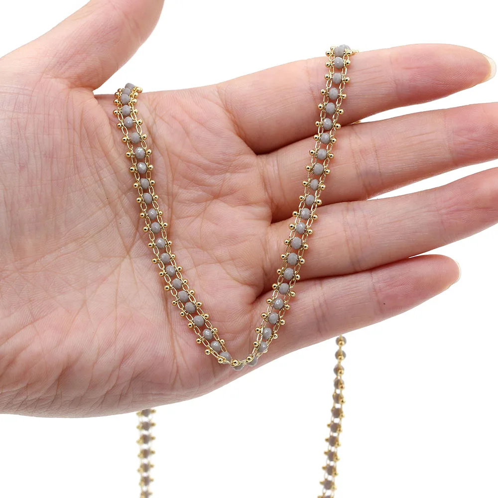 1 m Handmade Copper Chain Wire Wrapped Rosary Chain 6mm Crystal Beads for Jewelry Making Necklace Bracelet Anklet Accessories 
1 m Handmade Copper Chain Wire Wrapped Rosary Chain 6mm Crystal Beads for Jewelry Making Necklace Bracelet Anklet Accessories