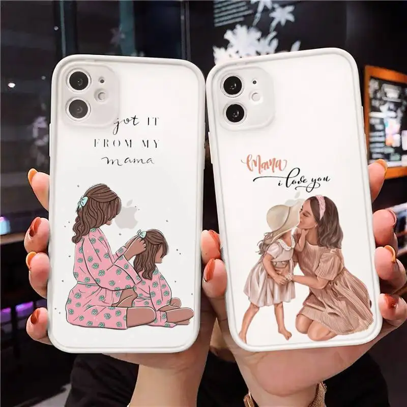 Mother baby girl luxury fashion Phone Case For iPhone 12 11 Mini Pro XR XS Max 7 8 Plus X Matte transparent White Cover
Mother baby girl luxury fashion Phone Case For iPhone 12 11 Mini Pro XR XS Max 7 8 Plus X Matte transparent White Cover